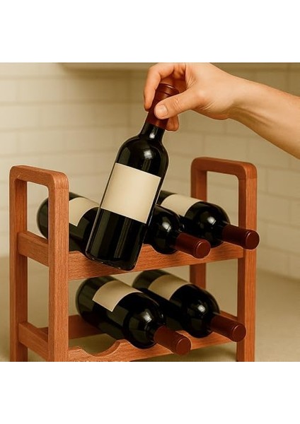 Katlı Ahşap Dekoratif Şaraplık Şık Modern Tasarım Şişe Viski Şampanya Içki Rafı Yıllandırma Dolabı fiyatları