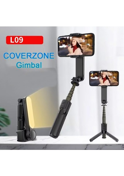 Akıllı Telefonlar Için Gimbal Stabilizator Kendinden Işıklı Ultra Hafif 360 Derece Dönebilen Başlık Android ve iPhone Katlanabilir Video Kaydı Için Sabitleyici L09 fiyatları