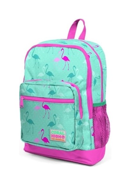 High Ilkokul Sırt Çantası - Kız Çocuk Pembe Yeşil Flamingolar - Dört Bölmeli fiyatları