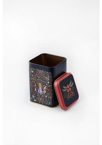 Tales Alices Desenli Kare Metal Saklama Kabı 11X11 cm (Tales Alices)