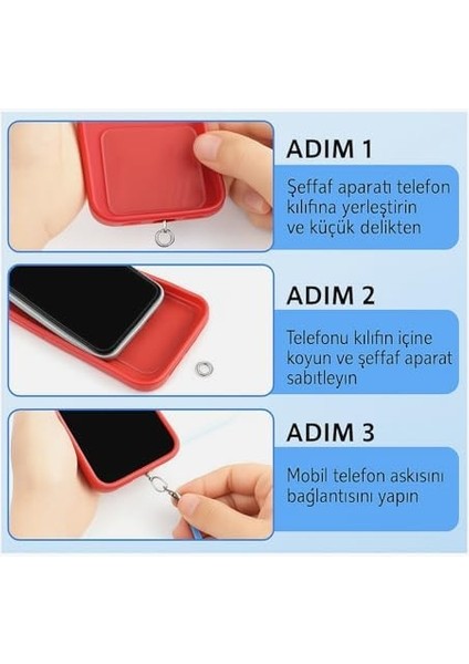 Telefon Boyun Askı Aparatı 5'li Paket, Universal - Şeffaf modelleri
