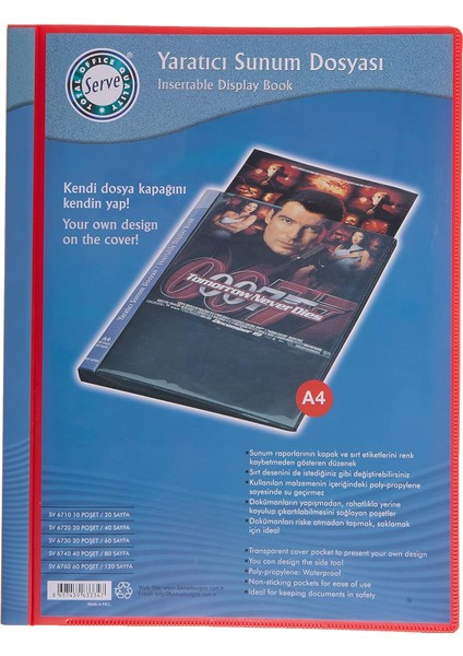 SV-6730-KRM Serve Yaratici Sunum Dosyası, Kırmızı, 30LU