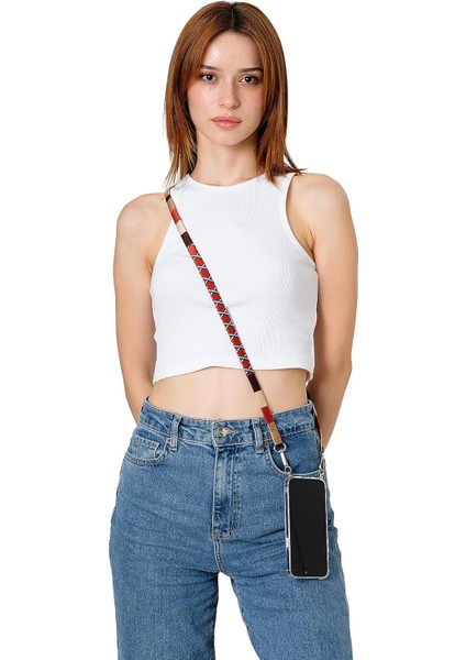 Cinnamon El Örgüsü Yassı Telefon ve Çanta Askısı