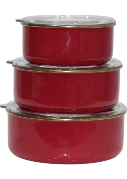 Home Red Emaye Üçlü Saklama Seti