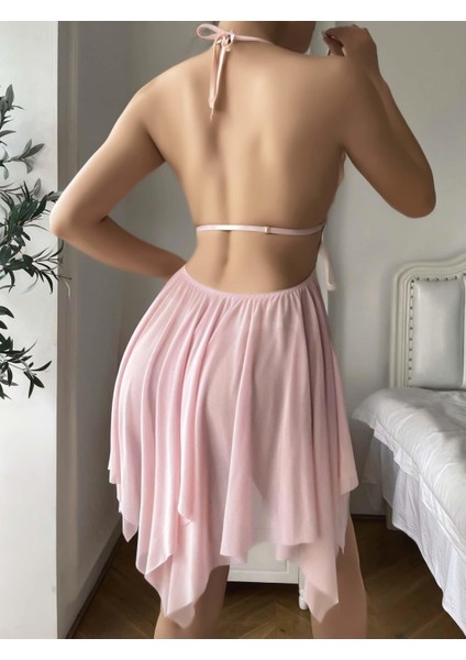 Pembe Kelebek Işlemeli Tül Fantezi Gecelik fırsatları