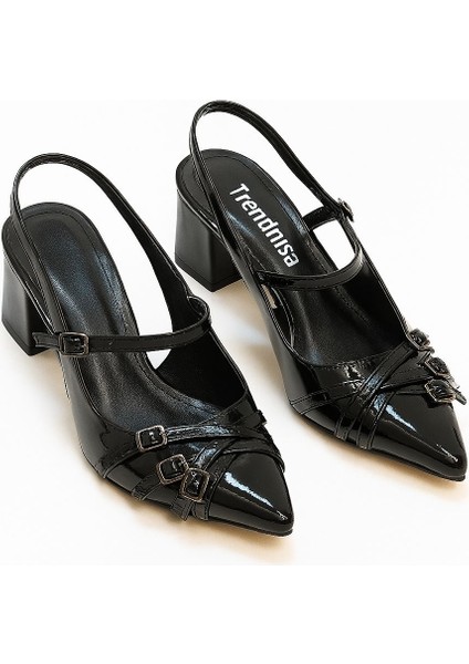Kadın Topuklu Üç Bantlı Stiletto Siyah fiyatları