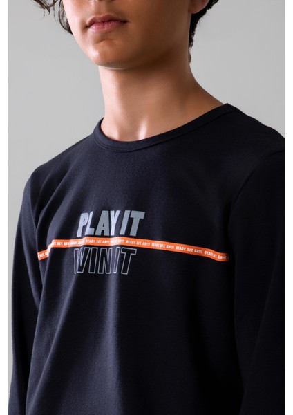 Genç Erkek Çocuk Pamuklu Bisiklet Yaka Uzun Kollu Pijama Takımı 9623-1 Siyah fiyatları