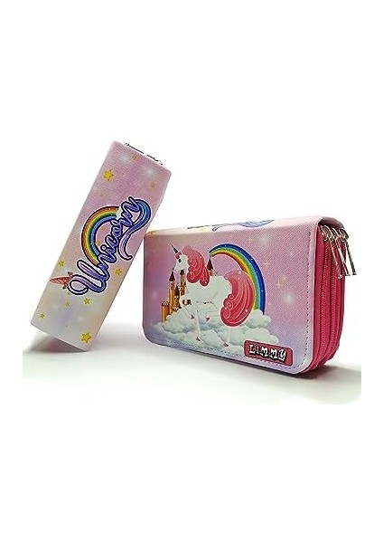 Unicorn Ülkesi Temalı Modelist Kalem Kutusu Kalemkutu Vegan Deri Üç Bölmeli Kalemlik modelleri