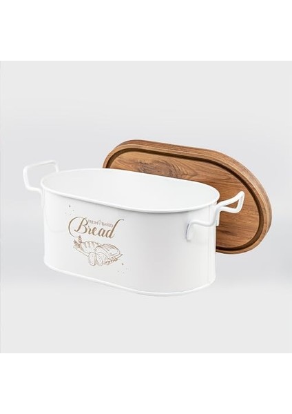 Metal Ahşap Kapaklı Tel Kulplu Metal Ekmeklik (Bread Baskılı) LN1293B fiyatları