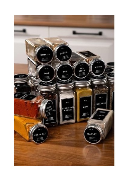 Home 12'li Baharatlık Seti, 120 Ml, Siyah Kapak ve Etiketli Standsız Takım fiyatları