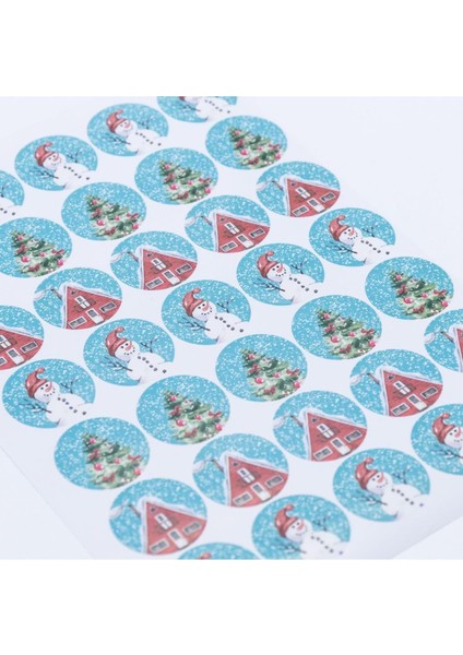 Sticker, Renkli Yılbaşı Figürleri, 3 Cm, 350 Adet