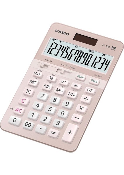 JS-40B-PK Pembe Profesyonel 14 Hane Masa Üstü Hesap Makinesi