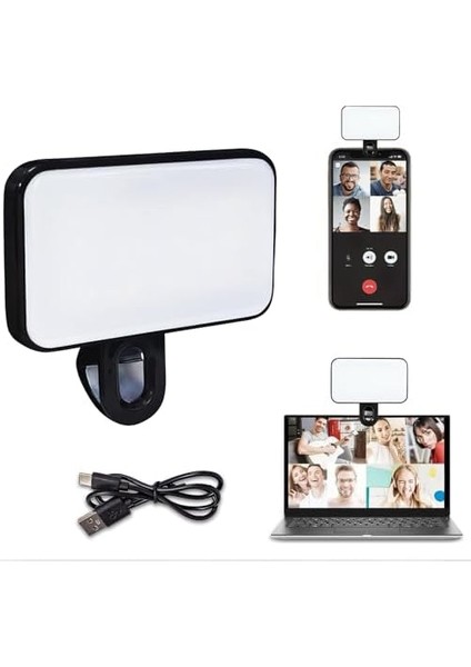 3 Renk Modlu Kısılabilir Selfie Işığı - Kompakt LED Işık, Usb-C Şarjlı, Iphone, Android, Laptop ve Tablet Uyumlu modelleri
