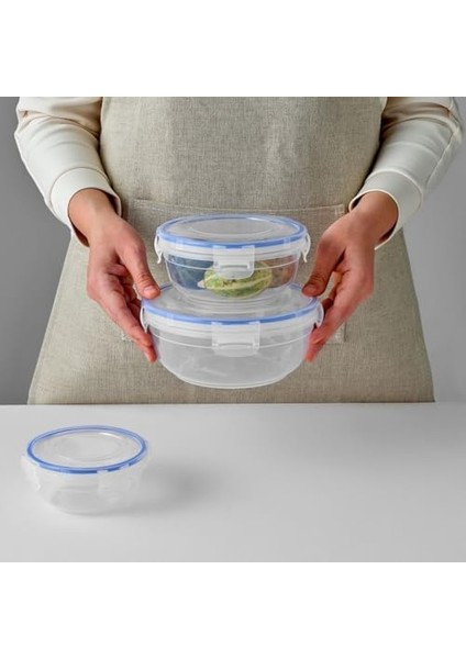 Plastik 3'lü Contalı Yuvarlak Saklama SET(400,800,1350 Ml) modelleri