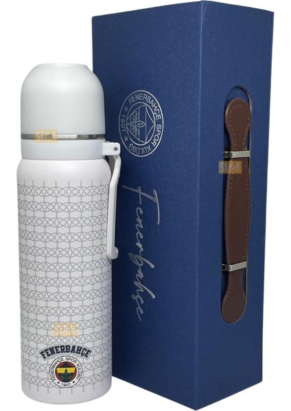 650ML Lisanslı Çift Katlı Paslanmaz Çelik Termos 8 Saat Sıcak Soğuk Hediye Kutulu Beyaz