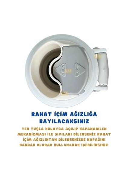 650ML Lisanslı Çift Katlı Paslanmaz Çelik Termos 8 Saat Sıcak Soğuk Hediye Kutulu Beyaz fiyatları