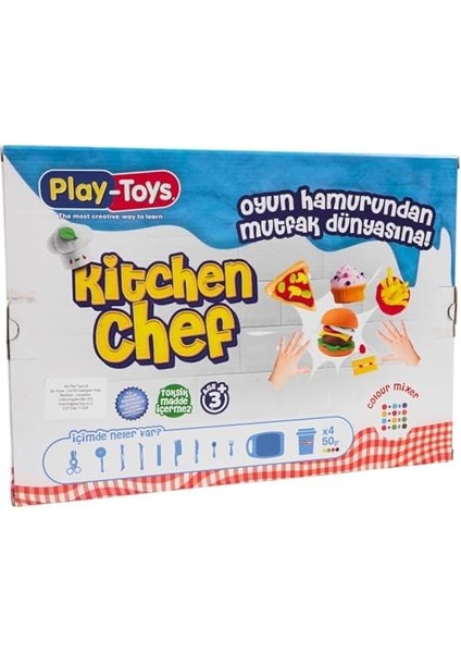 Kitchen Set Oyun Hamuru Seti, 4 Renkli X50GR Oyun Hamuru, 5 Farklı Aksesuar ve 3 Farklı Kafa Seti, 3+ Yaş Erkek ve Kız Çocukları Için modelleri