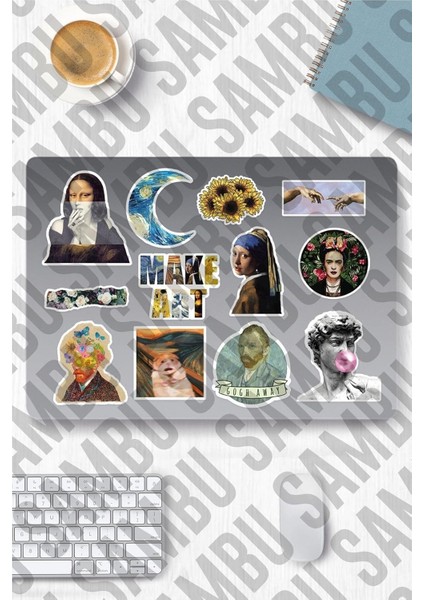 Major Selection Art Temalı Sticker Etiket Seti - Sanat Sticker - Laptop Notebook Telefon