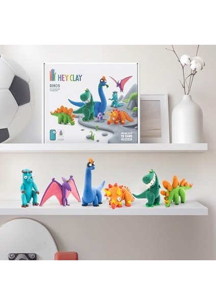 Clay Dinozorlar Seti - Çocuklar Için Hava ile Kuruyan ve Şekil Alan Kil - 15 Kutu Kil Seti ve Şekillendirme Aletleri - 5-7 Yaş Çocuklar Için Dinozor Oyuncakları modelleri