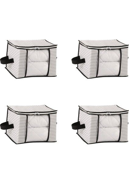 Boy Lüks Pencereli Kazak-Pike-Battaniye Hurcu Dolap Düzenleyici Hurç 40 x 30 x 30 cm - 4 Adet (Beyaz)