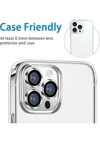 Trend iPhone 15 Pro/iphone 15 Promax Kamera Camı Lens Koruyucu Halka Set - Gümüş Silver modelleri