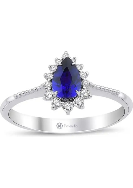 0,74 Karat Pırlanta Safir Yüzük