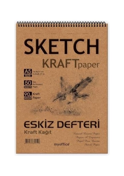 Kraft Kağıt A5 Eskiz Defteri 90 Gr. Spiralli 50 Yaprak Sketchbook fiyatları