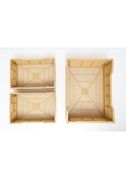 Katlanabilir Çok Amaçlı Taşıma Kasaları Saklama Kutusu, Plastik Istiflenebilir, Yatak Odası Ofis Banyo Tuvalet Malzemeleri Kozmetik Için(Sarı) fiyatları