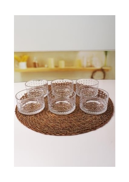 Lüx Kristal Büyük Cam Sunum Seti 6'lı, Kristal Kesme Cam Dondurmalık ve Tatlı Sunum, 9 cm x 5 cm modelleri