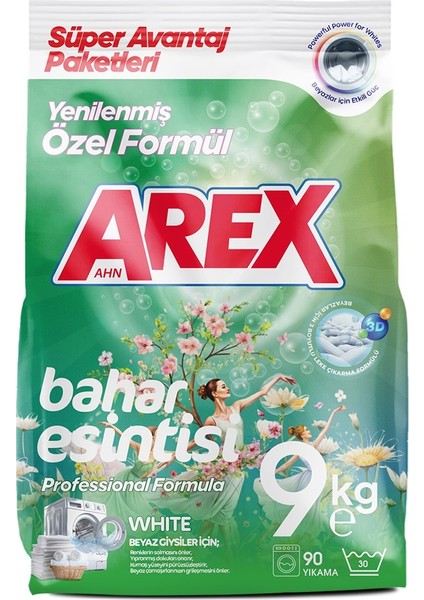 Matik Toz Deterjan 9 kg Beyaz Çamaşırlar İçin 90 Yıkama Bahar Esintisiyle Temizlik