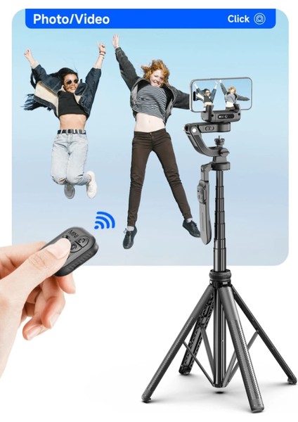 Hareket Algılama ve Yüz Takip Sistemli 183 cm Tripod 360° Dönen Uzaktan Kumandalı Selfie Çubuğu ve Gimbal fiyatları
