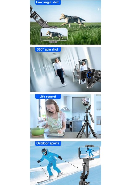 Hareket Algılama ve Yüz Takip Sistemli 183 cm Tripod 360° Dönen Uzaktan Kumandalı Selfie Çubuğu ve Gimbal modelleri