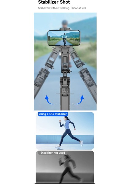 Hareket Algılama ve Yüz Takip Sistemli 183 cm Tripod 360° Dönen Uzaktan Kumandalı Selfie Çubuğu ve Gimbal fırsatları