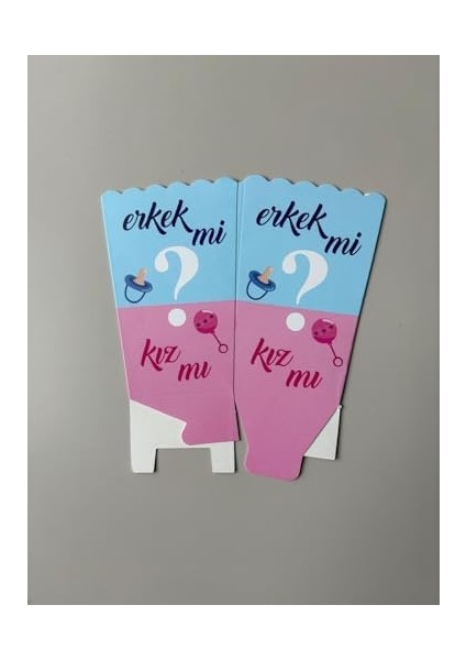 Kız Mı Erkek Mi Popcorn Kutusu, 8'li Set, Baby Shower ve Cinsiyet Partisi Için Mısır Kutuları, Mavi-Pembe fiyatları