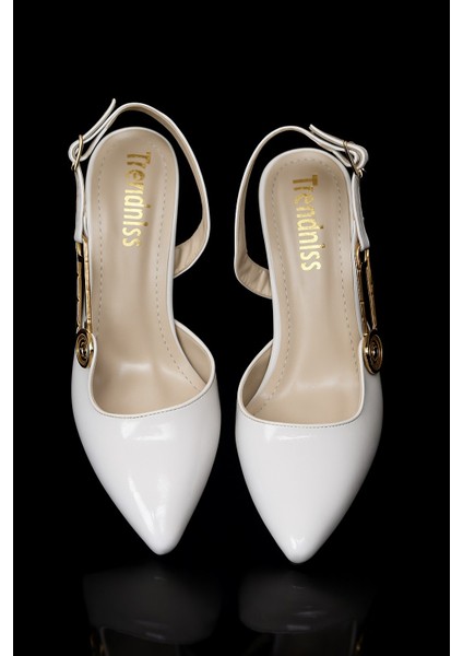Kadın Yanı Tokalı Stiletto Ayakkabı Beyaz modelleri