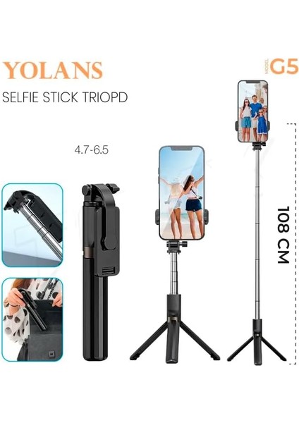 Akıllı Telefonlar Için Tripod Ultra Hafif 360 Derece Dönebilen Başlık Android ve iPhone ile Uyumlu Katlanabilir Video Kaydı Için Sabitleyici G5 (Model G5) fiyatları