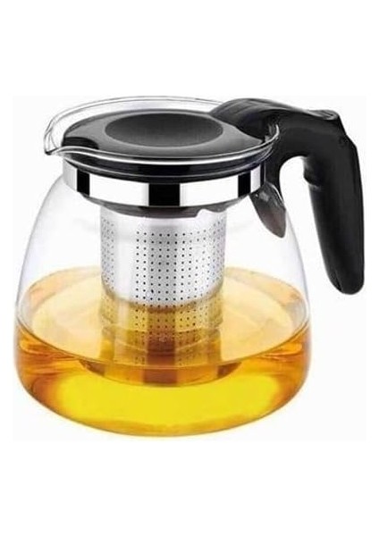 Çaydanlık Paslanmaz Çelik Filtre Kolu Isıya Dayanıklı Cam Çaydanlık Süzgeçli French Press Cam Demlik + Çay Süzgeci