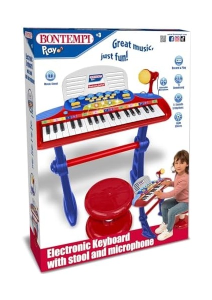 | Minikeyfun - Tastiera Giocattolo Piccoli Musicisti Con Microfono, Sgabello E Leggio, Rosa, 54,4 x 32,9 x 15,9 cm fiyatları