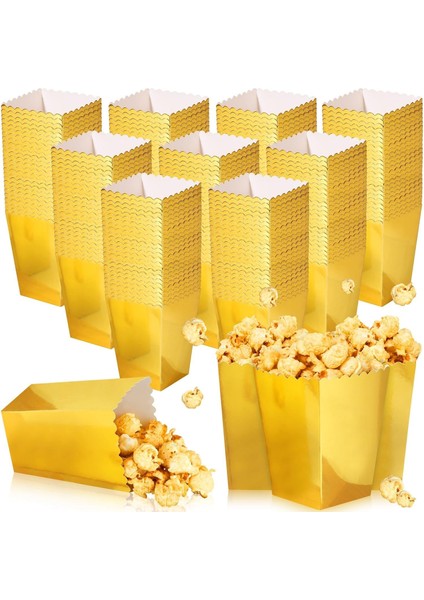 Altın Sarı Renk Popcorn Mısır Kutusu 8 Adet Cips Çerez Kuruyemiş Kutusu