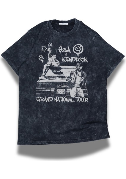 Unisex Kendrick Lamar Ense Baskılı Yıkamalı T-Shirt, Oversize Sza x Kendrick Temalı Vintage Tişört modelleri