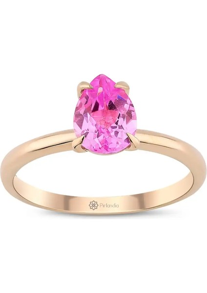 1,00 Karat Pırlanta Pembe Safir Yüzük