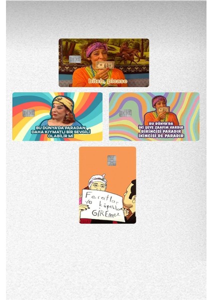 Major Selection 4 Çeşit Cennet Mahallesi Pembe Kart Kaplama Sticker - Banka&kredi&papara&tosla Ulaşım Kartı Etiketi