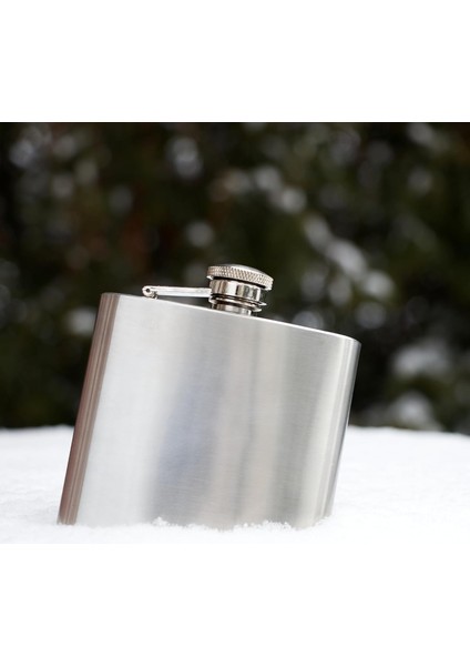 5 Oz 150 cc Cep Tipi Vidalı Kapak Çelik Konyak Viski Içki Matarası(Hunili)