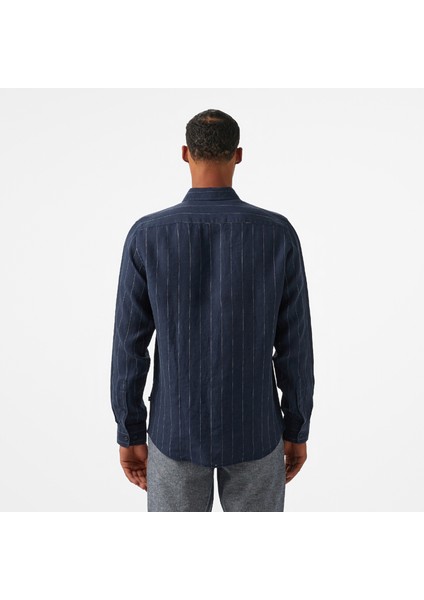 Erkek Lacivert Classic Fit Çizgili Gömlek fiyatları