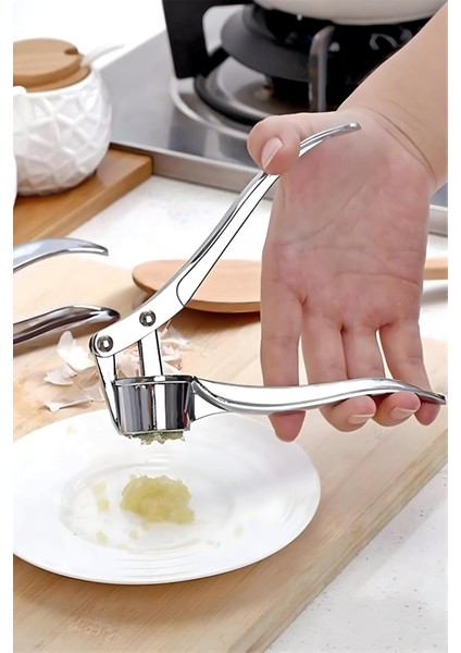 Çelik Sarımsak Presi, Manuel Mutfak Aleti, Gümüş Renk