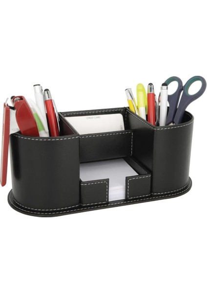 Çok Bölmeli Suni Deri Kalemlik, Siyah