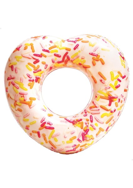 56253 Kalp Şekilli Donut Simit 104 Cm, Su Sporları, Plaj Malzemesi, Şişme Ürün, Yüzme Aksesuarı, Kamp, Dalış, Güvenlik