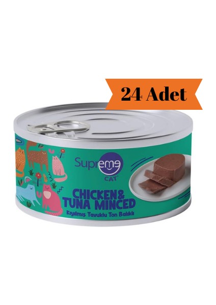 Kıyılmış Tavuklu ve Ton Balıklı Yetişkin Kedi Konservesi 85GR x 24 Adet