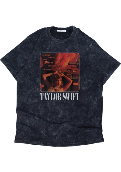 Unisex The Life Of A Showgirl Playlist Ense Baskılı Yıkamalı T-Shirt, Oversize Taylor Swift Tişört fiyatları