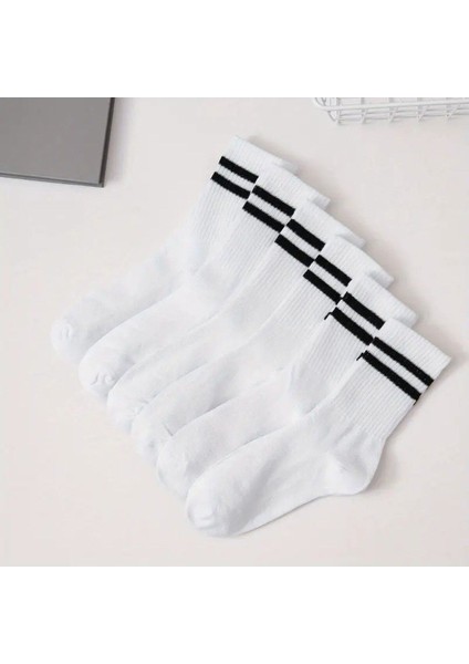 Unisex 5 Çift Premium Kalite Yüksek Pamuklu Kolej Çorap